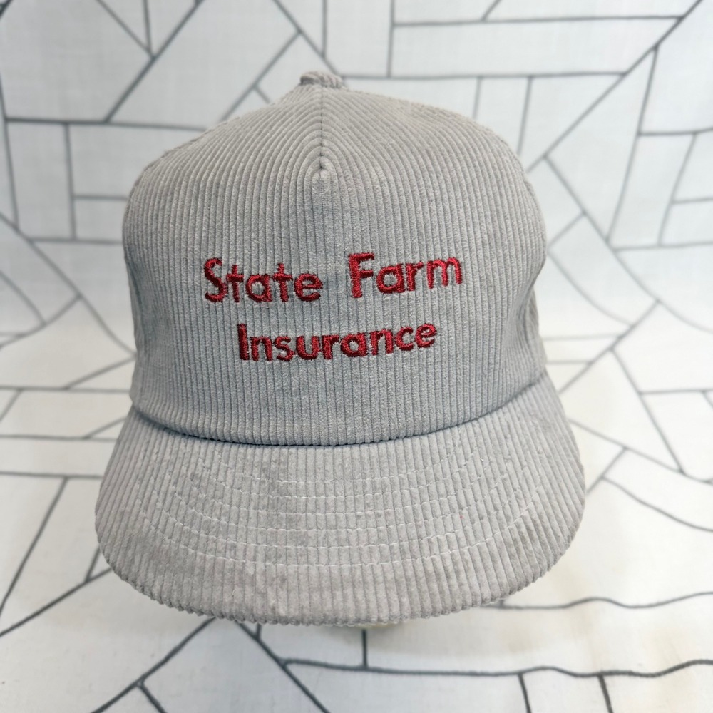 Swingster State Farm Insurance Hat OSFA Grey Corduroy Snapback Vintage USA Made
